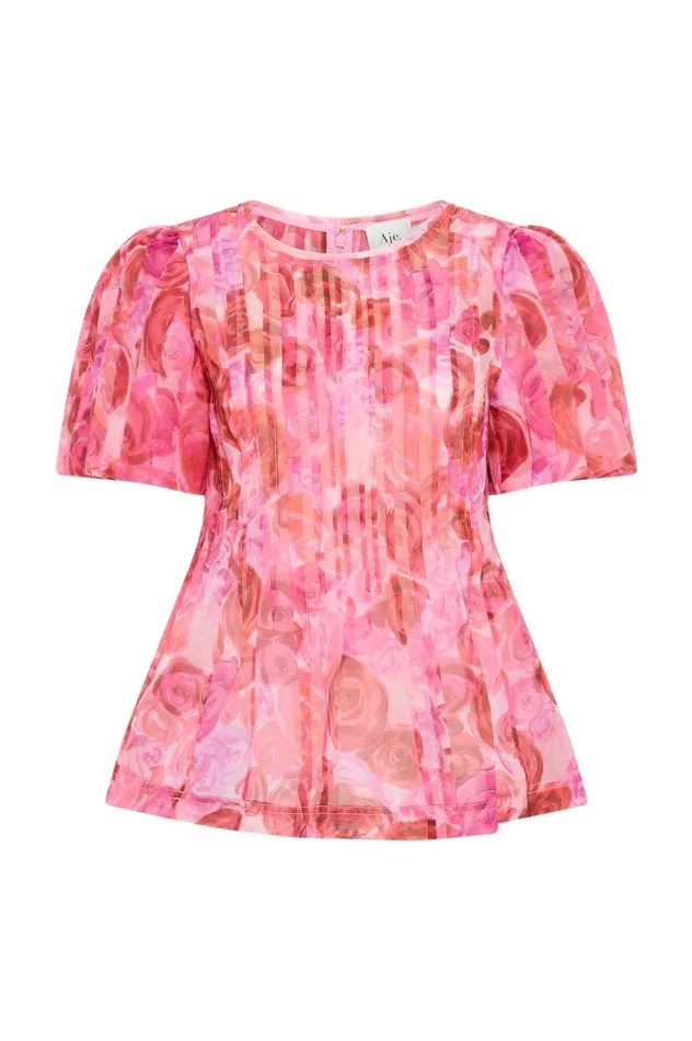 Aje Tops Stella Linear Ruffle Top Misty Rose 8211 Women Aje Tops Stella Linear Ruffle Top Misty Rose 8211 Women