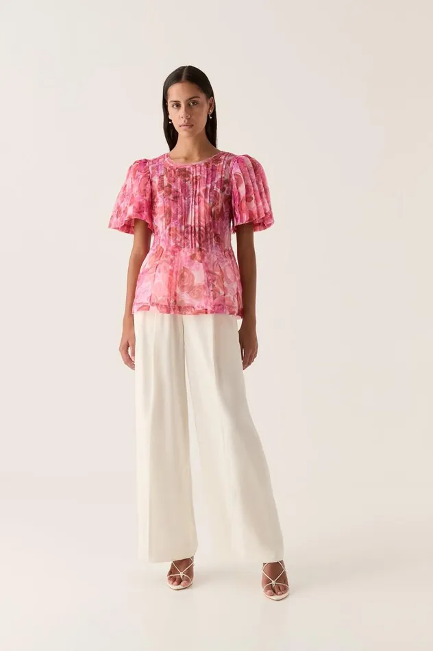 Aje Tops Stella Linear Ruffle Top Misty Rose 8211 Women Aje Tops Stella Linear Ruffle Top Misty Rose 8211 Women