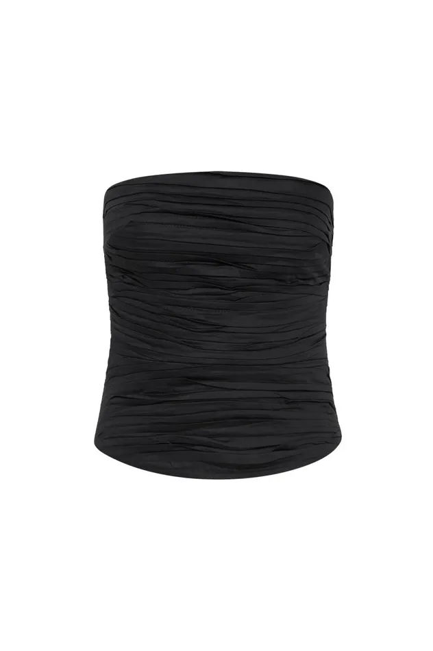 Aje Tops Sunbeam Ruched Bustier Black 8211 Women