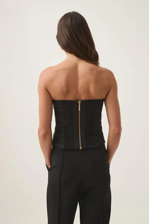 Aje Tops Sunbeam Ruched Bustier Black 8211 Women