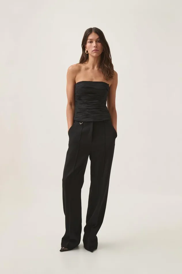 Aje Tops Sunbeam Ruched Bustier Black 8211 Women
