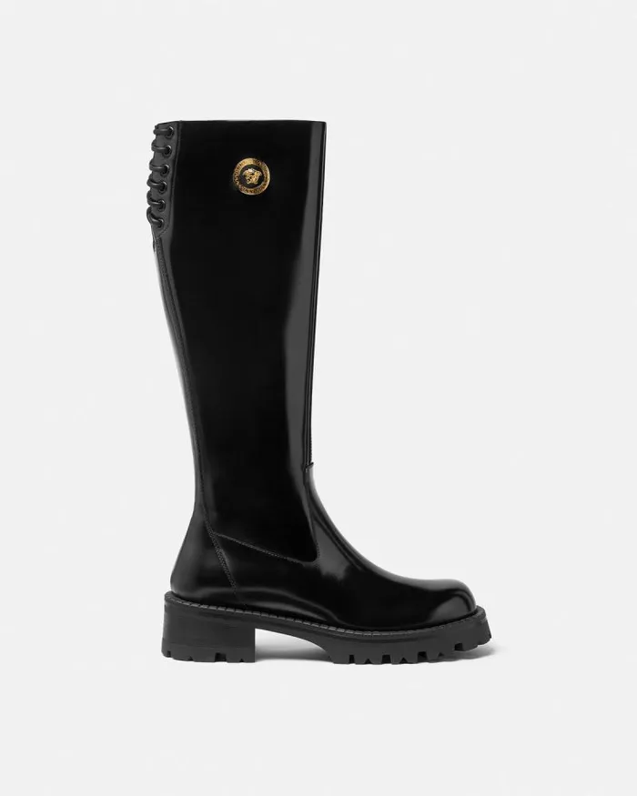 Alia KneeHigh Boots 35 Mm Blackgold Women Versace Boots