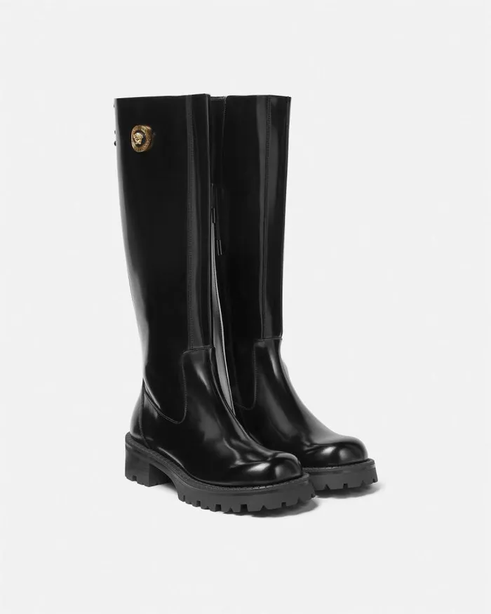 Alia KneeHigh Boots 35 Mm Blackgold Women Versace Boots