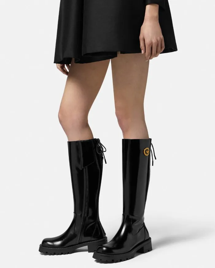 Alia KneeHigh Boots 35 Mm Blackgold Women Versace Boots