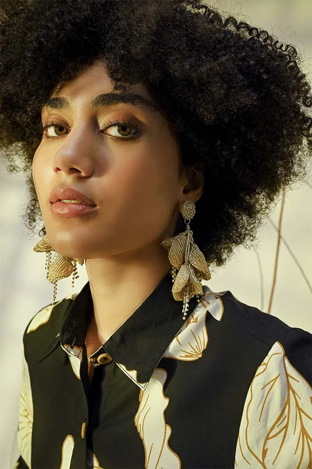 America and Beyond Golden Leaf Drop Earrings Women Earrings