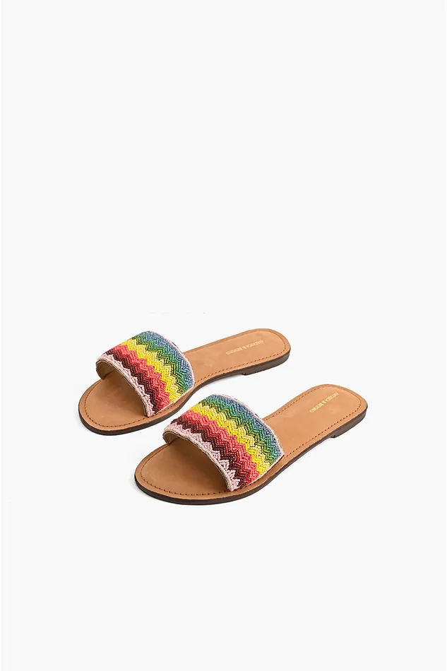 America and Beyond Sandals Women Field of Dreams Beaded Slide Sandals America and Beyond Sandals Women Field of Dreams Beaded Slide Sandals