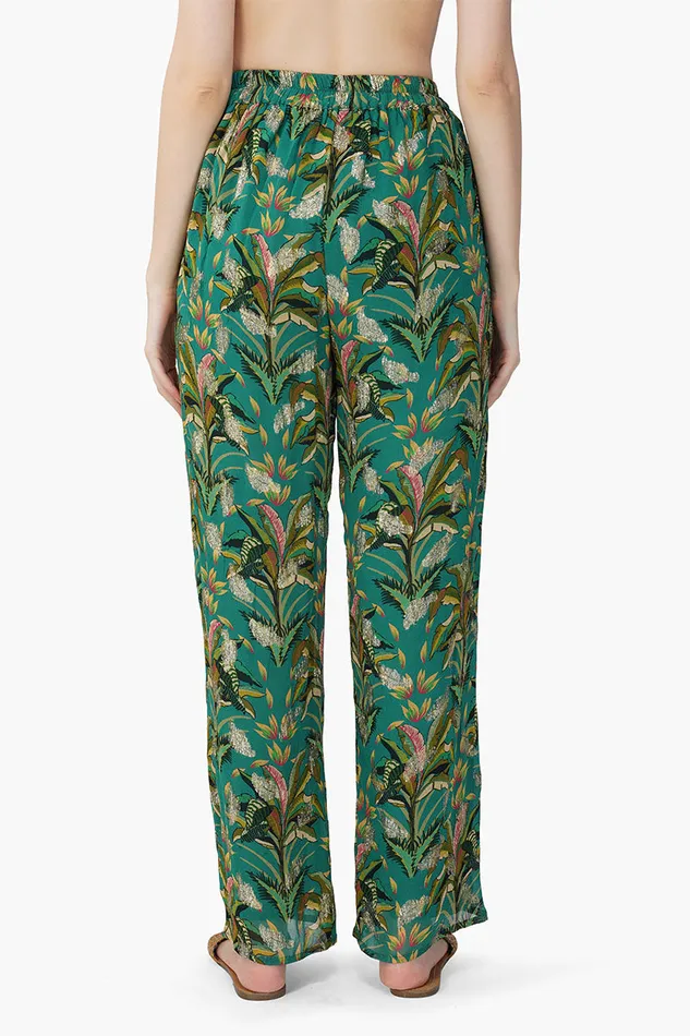 America and Beyond Tropical Ash Leaf Printed Pants Women Pants