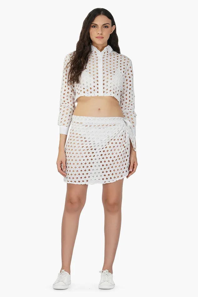 America and Beyond White Loop Wrap Skirt Women Skirts