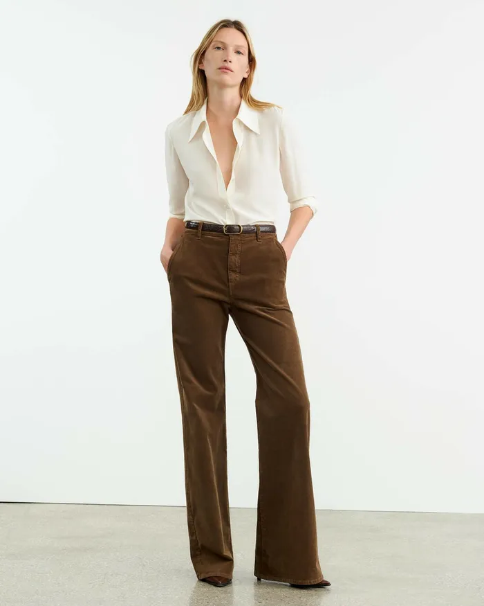 ANNA CORDUROY PANT Cigar Brown Women Nili Lotan Pants and Shorts