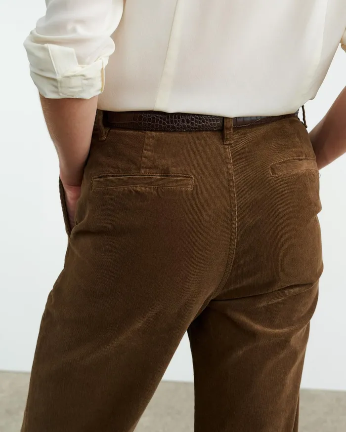 ANNA CORDUROY PANT Cigar Brown Women Nili Lotan Pants and Shorts