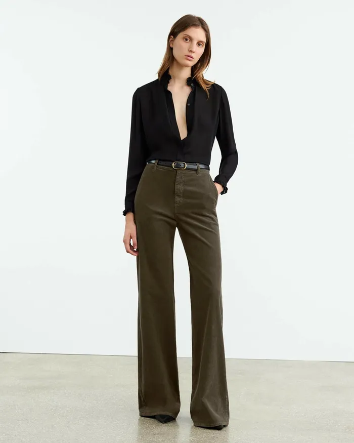 ANNA CORDUROY PANT Cigar Brown Women Nili Lotan Pants and Shorts