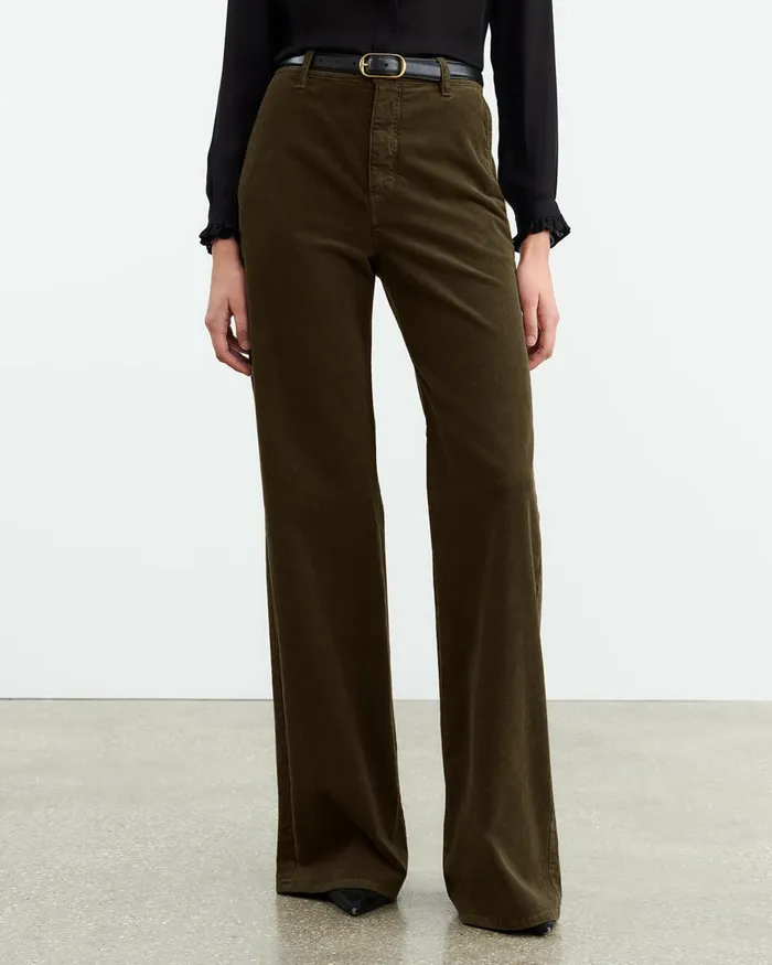 ANNA CORDUROY PANT Cigar Brown Women Nili Lotan Pants and Shorts