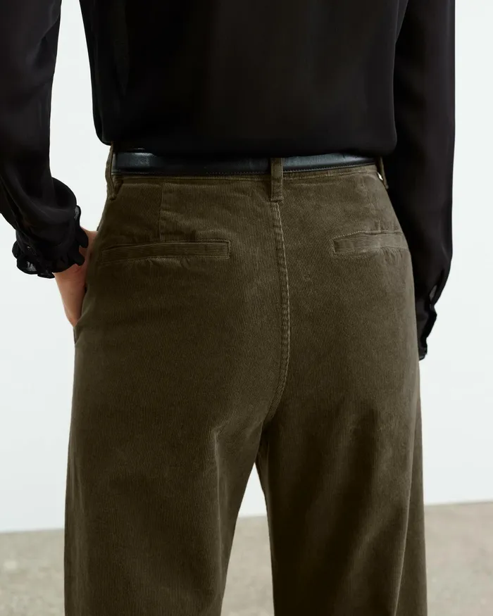 ANNA CORDUROY PANT Cigar Brown Women Nili Lotan Pants and Shorts