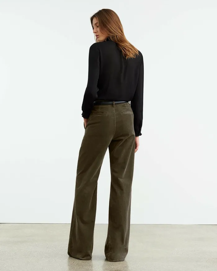 ANNA CORDUROY PANT Cigar Brown Women Nili Lotan Pants and Shorts