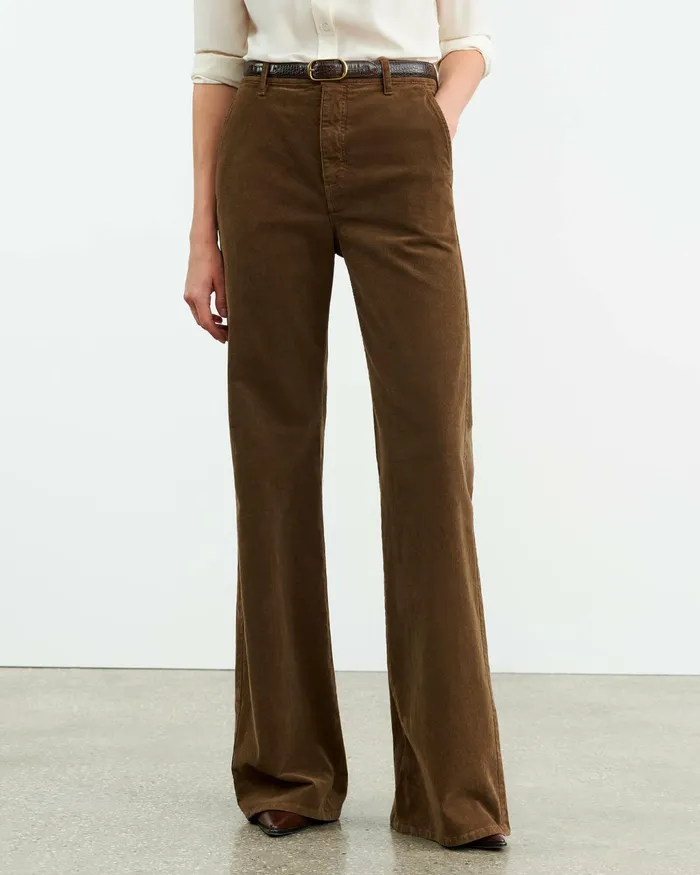 ANNA CORDUROY PANT Cigar Brown Women Nili Lotan Pants and Shorts