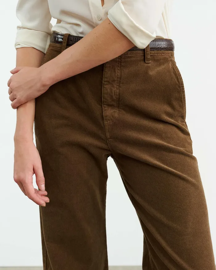 ANNA CORDUROY PANT Cigar Brown Women Nili Lotan Pants and Shorts
