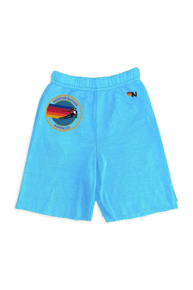 Aspen Sweatshorts 8211 Neon Blue Kids Aviator Nation Shorts