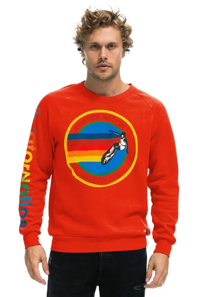 Austin Crew Sweatshirt 8211 Red WomenMen Aviator Nation Sweatshirts