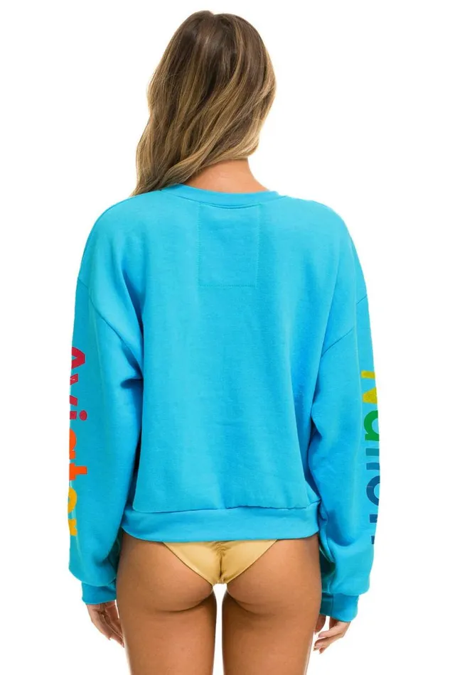 Austin Relaxed Crew Sweatshirt 8211 Neon Blue WomenMen Aviator Nation Sweatshirts