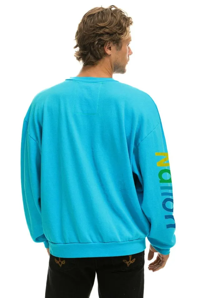 Austin Relaxed Crew Sweatshirt 8211 Neon Blue WomenMen Aviator Nation Sweatshirts