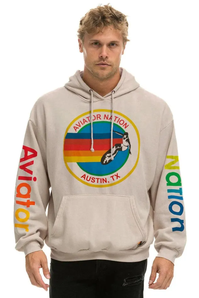 Austin Relaxed Pullover Hoodie 8211 Sand WomenMen Aviator Nation Hoodies