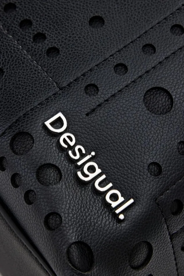 Backpacks Women Desigual Circle Pattern Faux Leather Backpack Black