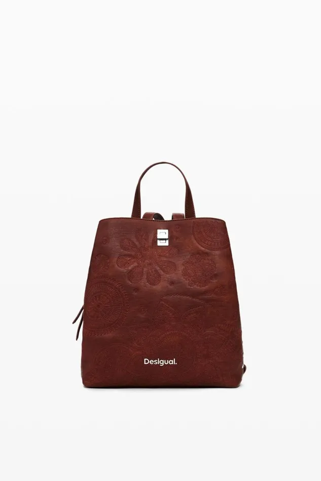 Backpacks Women Desigual Embroidered S Backpack Brown