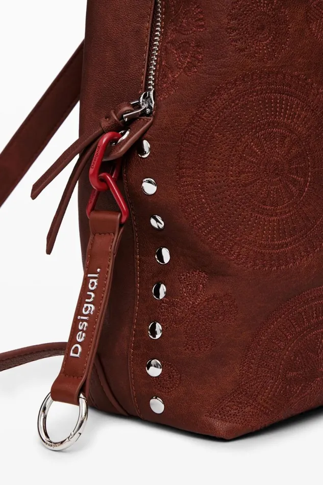 Backpacks Women Desigual Embroidered S Backpack Brown