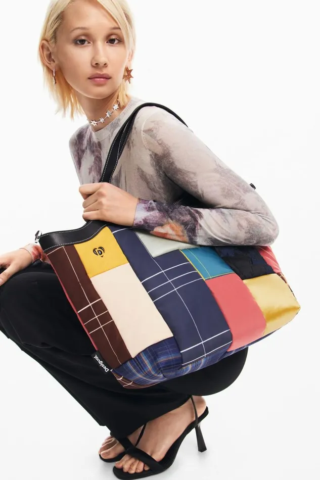 Bags Women Desigual Geometric Handle Bag Materialfinishes