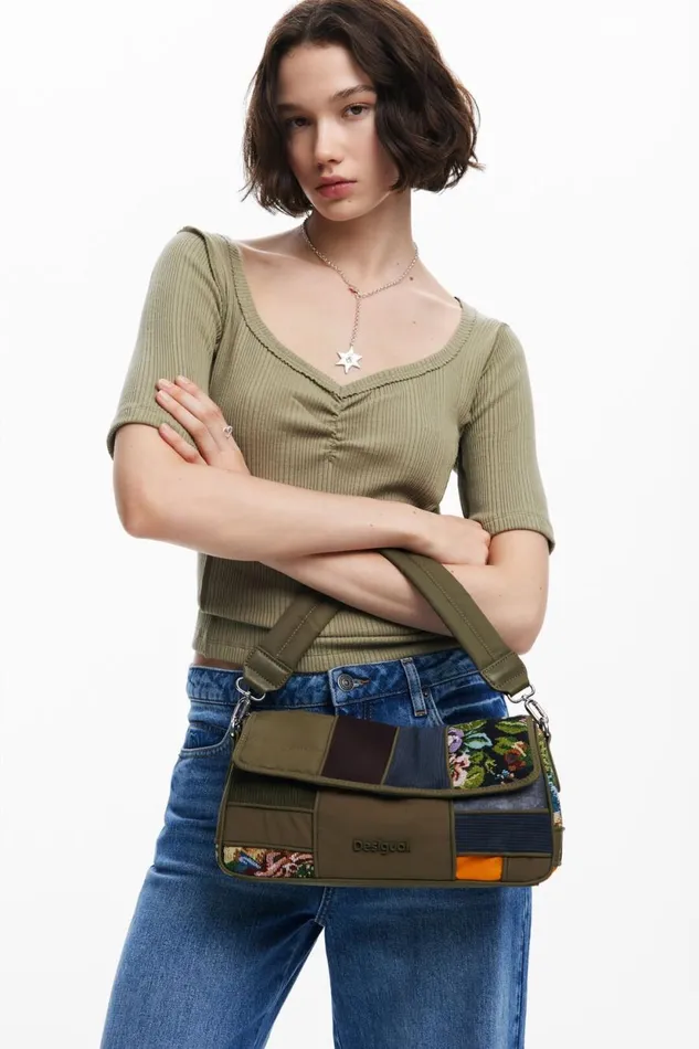 Bags Women Desigual Patchwork Handbag Green