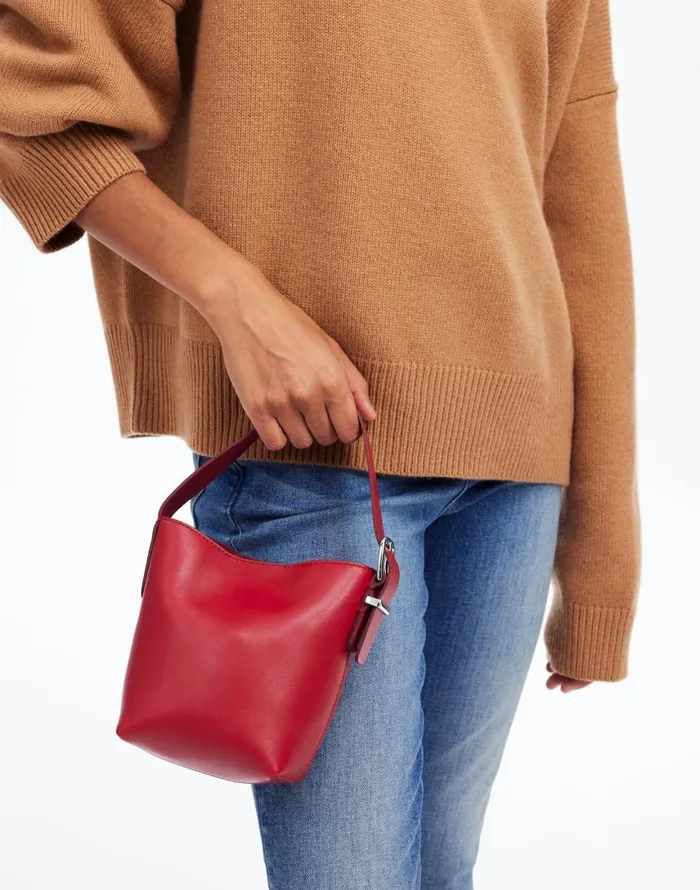 Bags Women Madewell The Essential Micro Bucket Tote Bright Ember