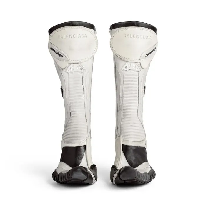 Balenciaga Boots and Ankle Boots Women Women039s Biker 90mm Bootie In Whitebeige Black Whitebeige Black