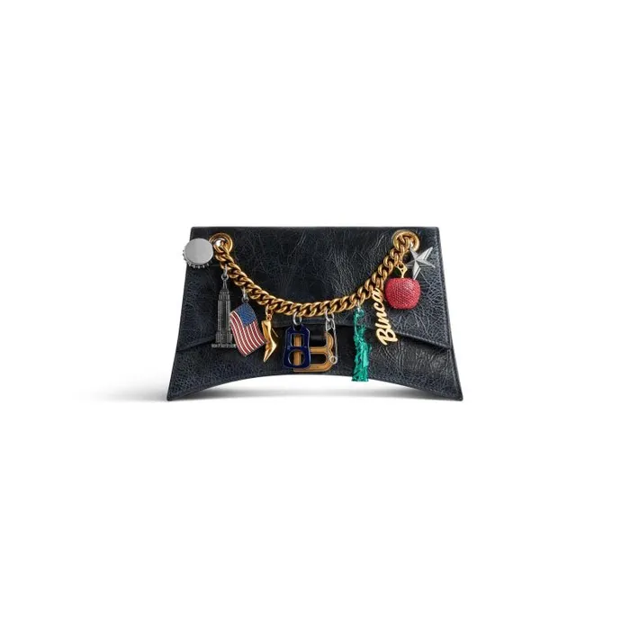 Balenciaga Chain Bags Women Women039s Crush Small Chain Bag Dirty Effect With Ny Souvenirs Charms In Black Black