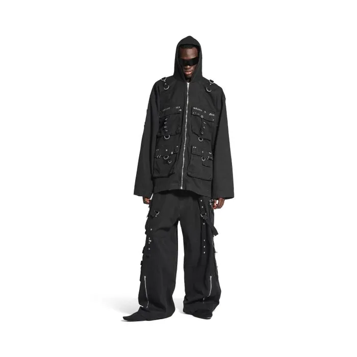 Balenciaga Coats and Jackets Men Men039s Hooded Studded Zipup Jacket In Black Black Balenciaga Coats and Jackets Men Men039s Hooded Studded Zipup Jacket In Black Black