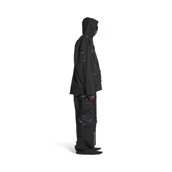 Balenciaga Coats and Jackets Men Men039s Hooded Studded Zipup Jacket In Black Black Balenciaga Coats and Jackets Men Men039s Hooded Studded Zipup Jacket In Black Black
