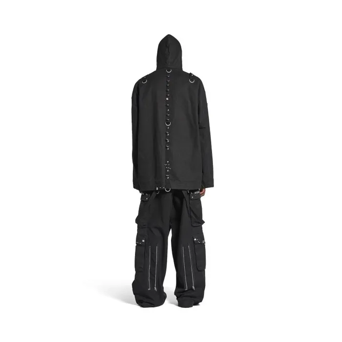 Balenciaga Coats and Jackets Men Men039s Hooded Studded Zipup Jacket In Black Black Balenciaga Coats and Jackets Men Men039s Hooded Studded Zipup Jacket In Black Black