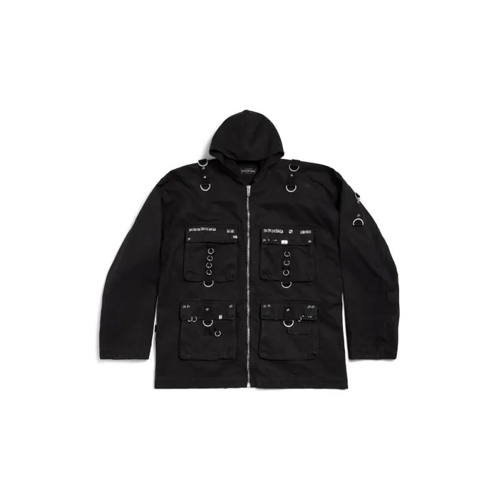 Balenciaga Coats and Jackets Men Men039s Hooded Studded Zipup Jacket In Black Black Balenciaga Coats and Jackets Men Men039s Hooded Studded Zipup Jacket In Black Black