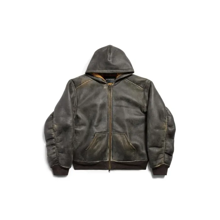 Balenciaga Coats and Jackets WomenMen Shearling Zipup Hoodie Large Fit In Brown Brown Balenciaga Coats and Jackets WomenMen Shearling Zipup Hoodie Large Fit In Brown Brown