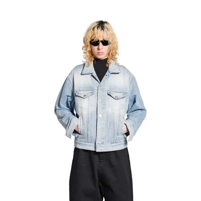 Balenciaga Coats and Jackets Women Women039s Standing Collar Jacket In Light Blue Light Blue