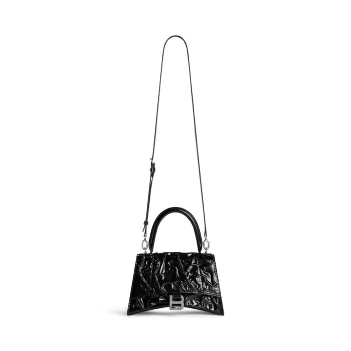 Balenciaga Handbags Women Women039s Hourglass Small Handbag Crushed Effect In Black Black Balenciaga Handbags Women Women039s Hourglass Small Handbag Crushed Effect In Black Black