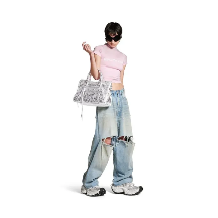 Balenciaga Handbags Women Women039s Le City Medium Bag Metallized In Silver Silver