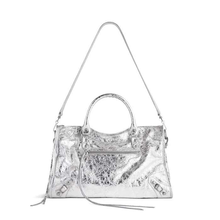 Balenciaga Handbags Women Women039s Le City Medium Bag Metallized In Silver Silver