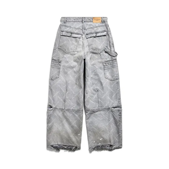 Balenciaga Pants WomenMen Bal Diagonal Allover Cargo Pants In Light Blue Light Blue