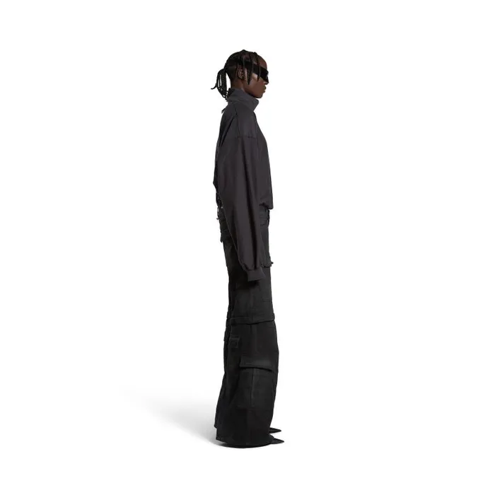 Balenciaga Pants WomenMen Flared Cargo Pants In Black Black Balenciaga Pants WomenMen Flared Cargo Pants In Black Black