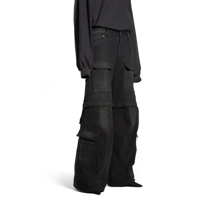 Balenciaga Pants WomenMen Flared Cargo Pants In Black Black Balenciaga Pants WomenMen Flared Cargo Pants In Black Black