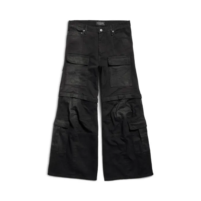 Balenciaga Pants WomenMen Flared Cargo Pants In Black Black Balenciaga Pants WomenMen Flared Cargo Pants In Black Black