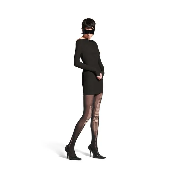 Balenciaga Socks and Tights Women Women039s Destroyed Tights In Blackbeige Blackbeige