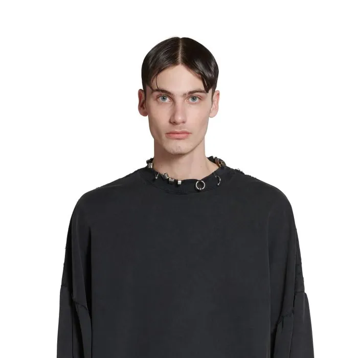 Balenciaga Sweatshirts and Hoodies WomenMen Pierced Round Sweatshirt Oversized In Black Faded Black Faded Balenciaga Sweatshirts and Hoodies WomenMen Pierced Round Sweatshirt Oversized In Black Faded Black Faded