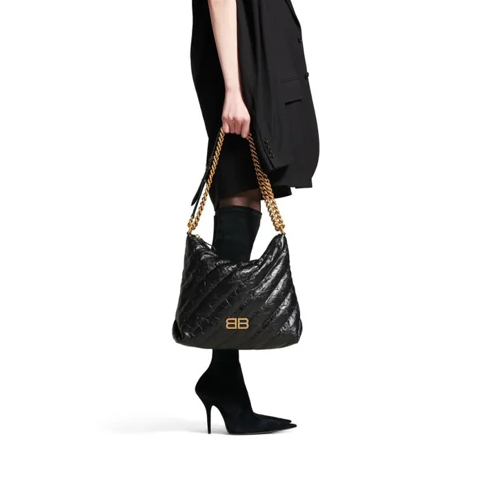 Balenciaga Tote Bags Women Women039s Crush Medium Hobo Bag Quilted In Black Black