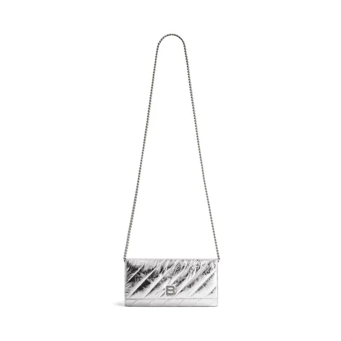 Balenciaga Wallets On Chain Women Women039s Crush Wallet On Chain Metallized Quilted In Silver Silver Balenciaga Wallets On Chain Women Women039s Crush Wallet On Chain Metallized Quilted In Silver Silver
